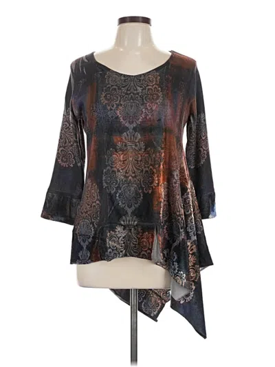 Pre-owned One World 3/4 Sleeve Top Brown Boatneck Tops