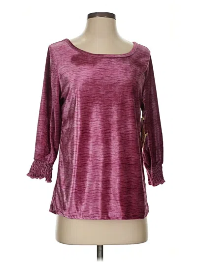 Pre-owned One World 3/4 Sleeve Top Burgundy Boatneck Tops