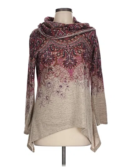Pre-owned One World 3/4 Sleeve Top Gray Cowl Neck Tops