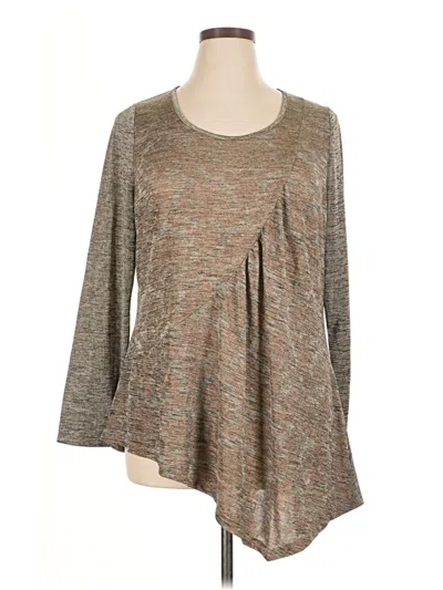 Pre-owned One World 3/4 Sleeve Top Gray Scoop Neck Tops