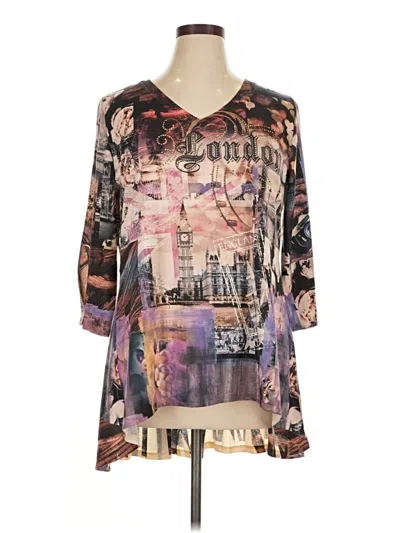 Pre-owned One World 3/4 Sleeve T-shirt In Purple