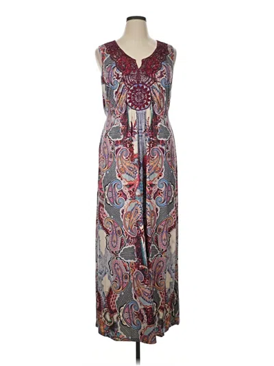 Pre-owned One World Casual Dress In Burgundy