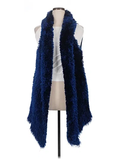 Pre-owned One World Faux Fur Vest In Blue