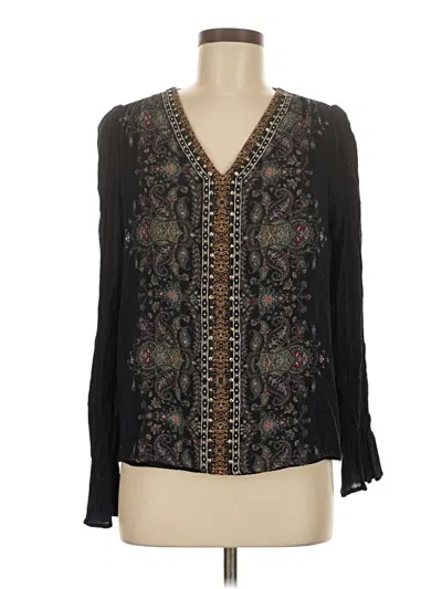 Pre-owned One World Long Sleeve Blouse In Black