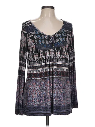 Pre-owned One World Long Sleeve Blouse In Blue