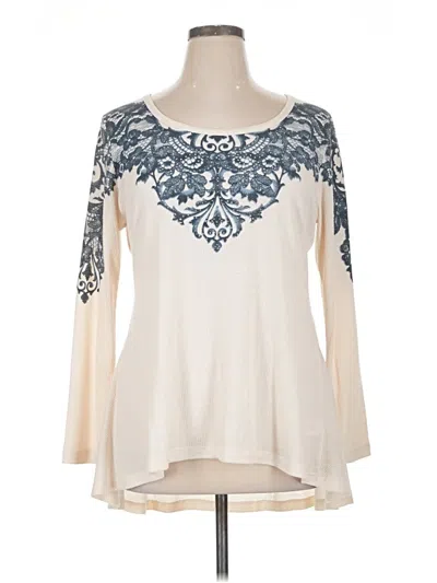 Pre-owned One World Long Sleeve Blouse In Ivory