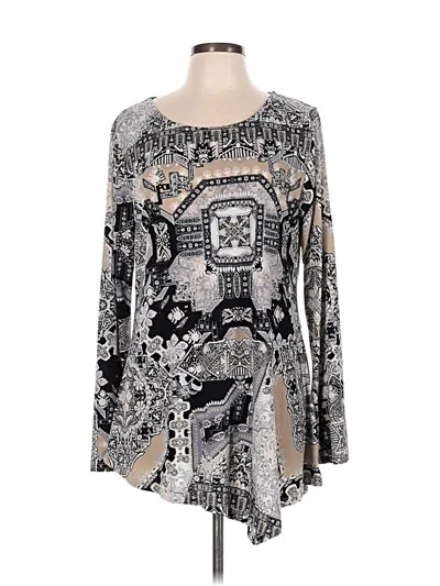 Pre-owned One World Long Sleeve Blouse In Silver
