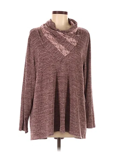 Pre-owned One World Long Sleeve Top Burgundy Cowl Neck Tops