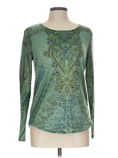 Pre-owned One World Long Sleeve Top Green Boatneck Tops