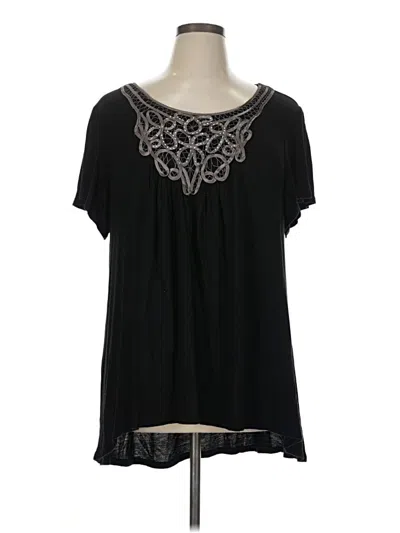 Pre-owned One World Short Sleeve Blouse In Black
