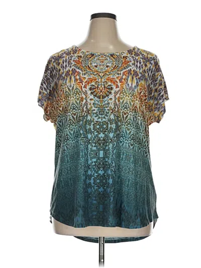 Pre-owned One World Short Sleeve Blouse In Blue