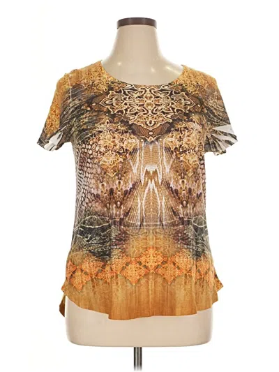 Pre-owned One World Short Sleeve Blouse In Gold