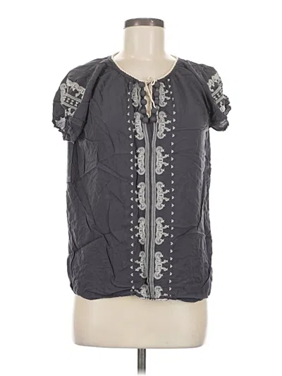 Pre-owned One World Short Sleeve Blouse In Gray