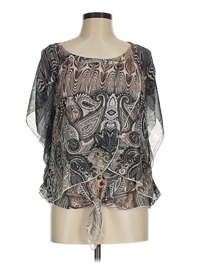 Pre-owned One World Short Sleeve Blouse In Gray