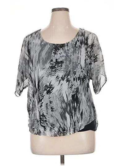 Pre-owned One World Short Sleeve Blouse In Gray