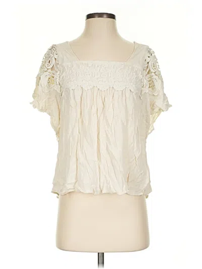 Pre-owned One World Short Sleeve Blouse In Ivory