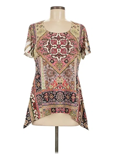 Pre-owned One World Short Sleeve Blouse In Ivory