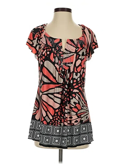 Pre-owned One World Short Sleeve Blouse In Orange