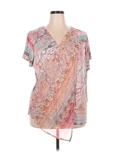 Pre-owned One World Short Sleeve Blouse In Pink