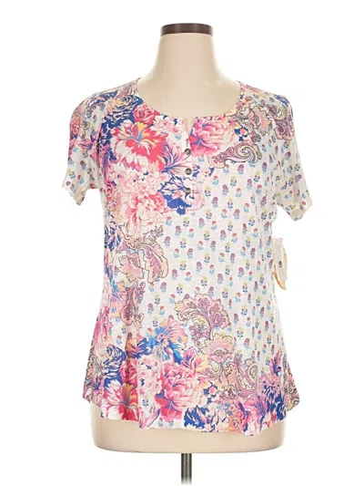 One World Short Sleeve Blouse In Pink