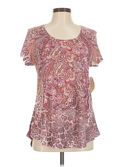 Pre-owned One World Short Sleeve Blouse In Pink
