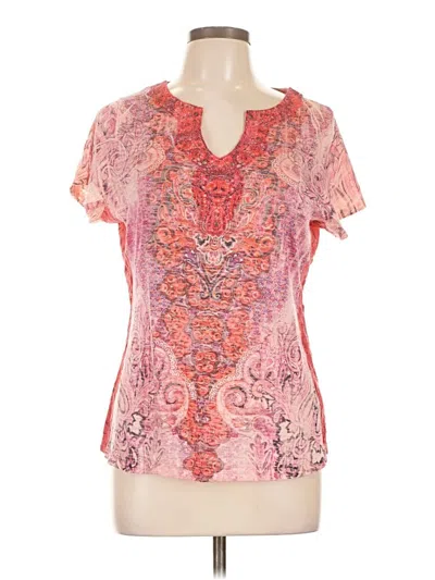 Pre-owned One World Short Sleeve Blouse In Pink