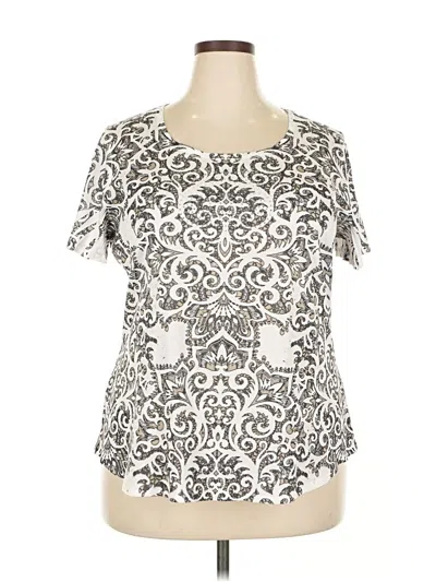 Pre-owned One World Short Sleeve Blouse In Silver