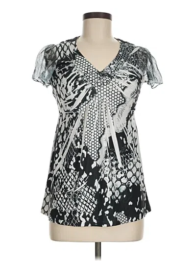 Pre-owned One World Short Sleeve Blouse In Silver