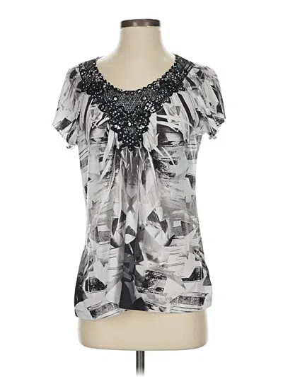 Pre-owned One World Short Sleeve Blouse In Silver