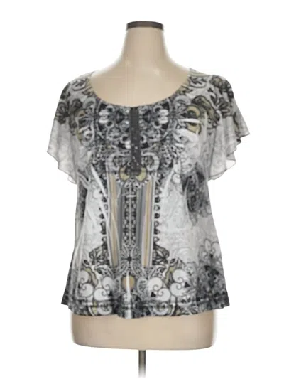 Pre-owned One World Short Sleeve Blouse In Silver