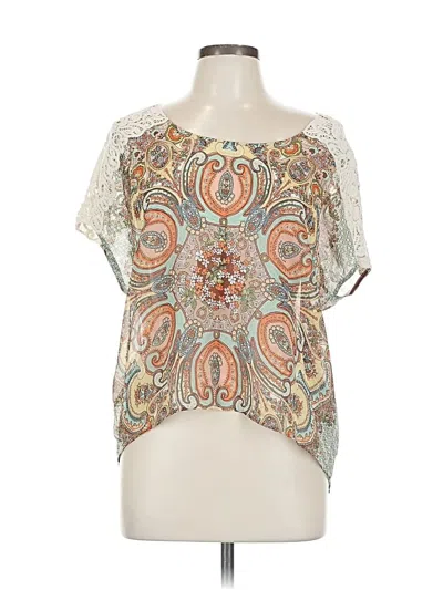 Pre-owned One World Short Sleeve Blouse In White