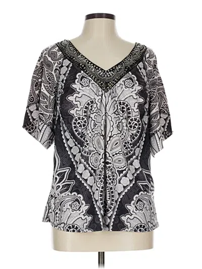 Pre-owned One World Short Sleeve Blouse In White
