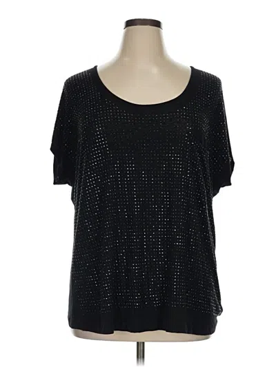 Pre-owned One World Short Sleeve Top Black Scoop Neck Tops