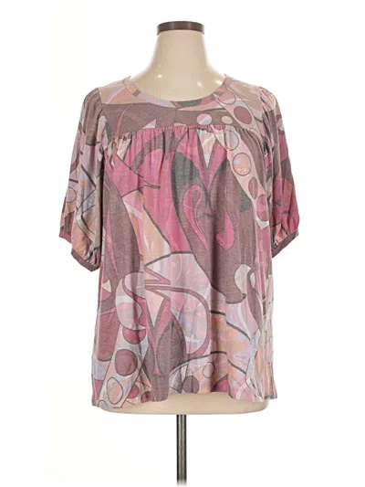 Pre-owned One World Short Sleeve Top Pink Cold Shoulder Neckline Tops