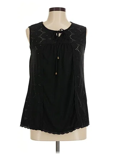 Pre-owned One World Sleeveless Blouse In Black