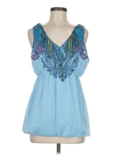 Pre-owned One World Sleeveless Blouse In Blue