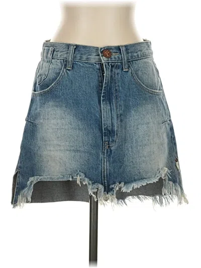 Pre-owned One X Oneteaspoon Denim Skirt In Blue