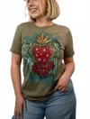 One24rags Sacred Heart Heather Tee In Olive In Brown
