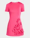 One33 Social Floral Applique Scuba Mini Dress In Fuchsia