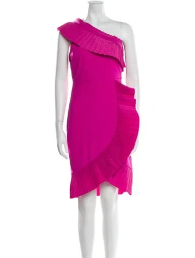Pre-owned One33 Social One-shoulder Knee-length Dress In Pink