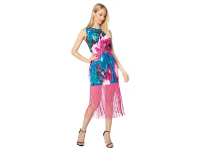 One33 Social Pleated Front Fringe Dress In Pink