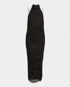 One33 Social Women's Embellished Fishnet Mesh Ruched Midi Dress In Black