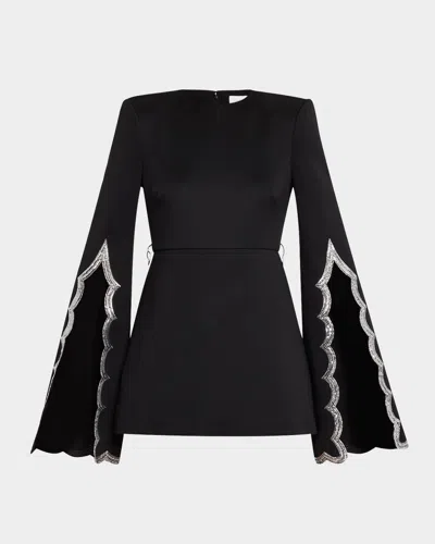 One33 Social Split-sleeve Sequin Embellished Mini Dress In Black Silver
