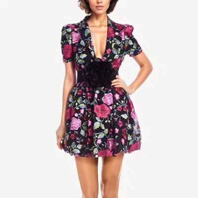 One33 Social The Eden | Floral Embroidered Rosette Cocktail Dress In Multi