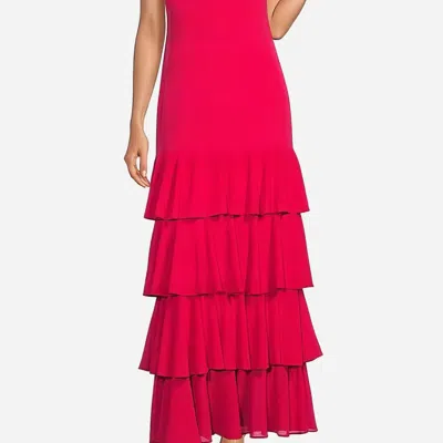 One33 Social The Ramy | Raspberry V-neck Maxi Gown In Red