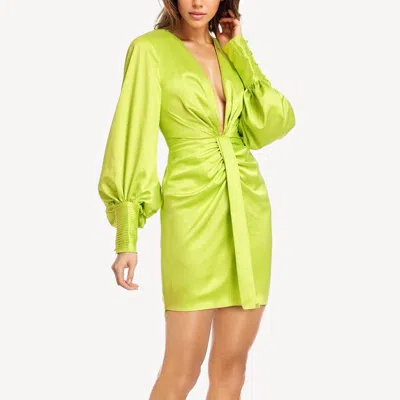 One33 Social The Vera | Green Ruched Balloon Sleeve Cocktail Dress