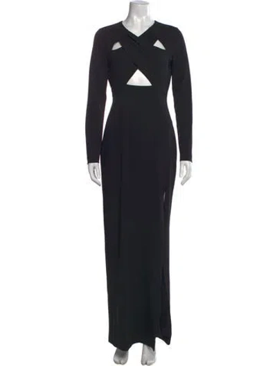 Pre-owned One33 Social V-neck Long Dress W/ Tags In Black