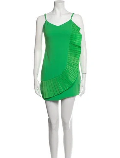 Pre-owned One33 Social V-neck Mini Dress In Green