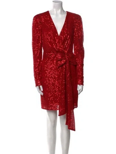 Pre-owned One33 Social V-neck Mini Dress In Red