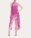 One33 Social The Lila Printed High Low Halter Gown In Pink